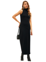 Saia midi canelada parado no ar