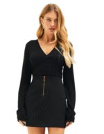 Blusa canelada decote parado no ar